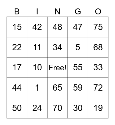 FALL Bingo Card