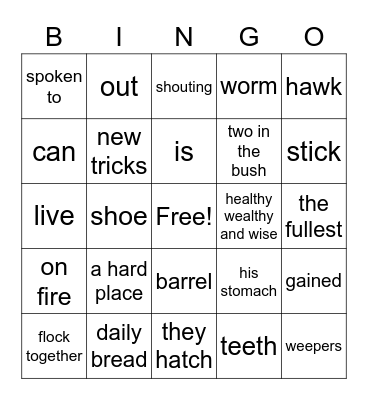 common phrase 2 Bingo Card