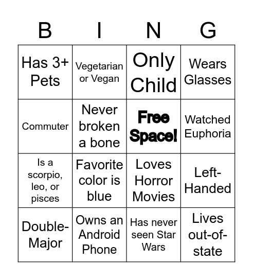 Fun Fact Bingo :) Bingo Card