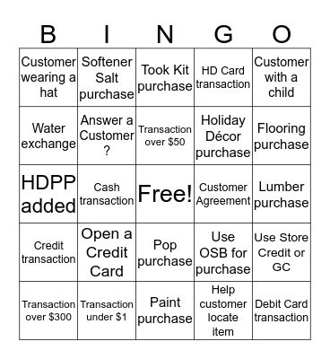 CASHIER APPRECIATION MONTH Bingo Card