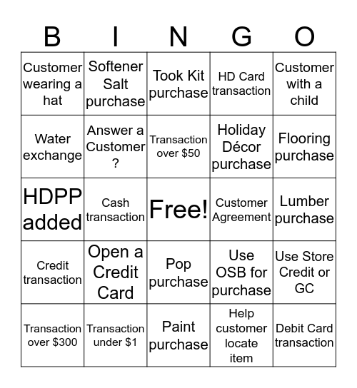 CASHIER APPRECIATION MONTH Bingo Card