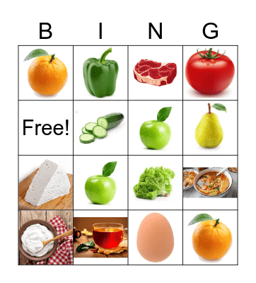 Food and drinks bingo Card
