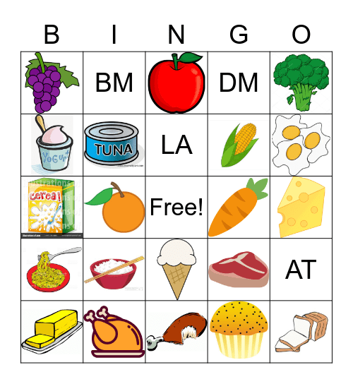 Food Pyramid Bingo! Bingo Card