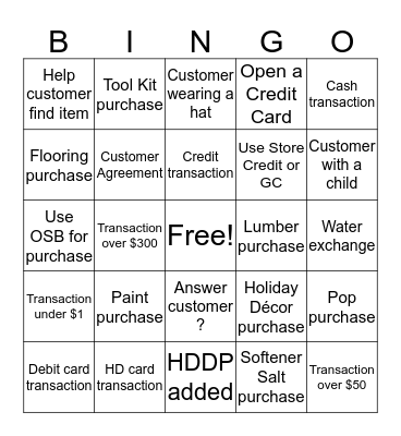 CASHIER APPRECIATION MONTH Bingo Card