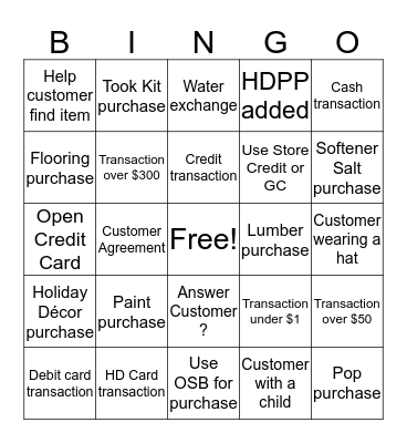 CASHIER APPRECIATION MONTH Bingo Card