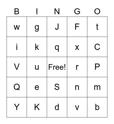 Alphabet Bingo Card