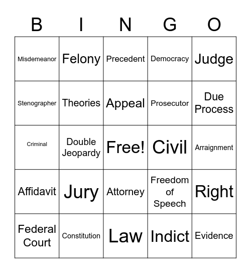 Legal Studies Academy BINGO! Bingo Card