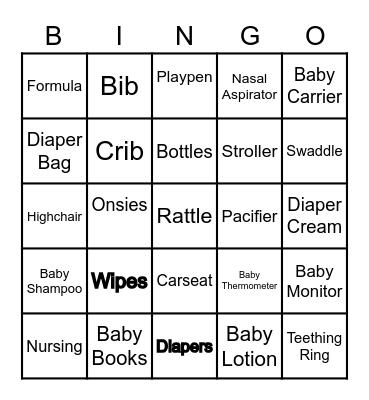 Baby Bingo Card