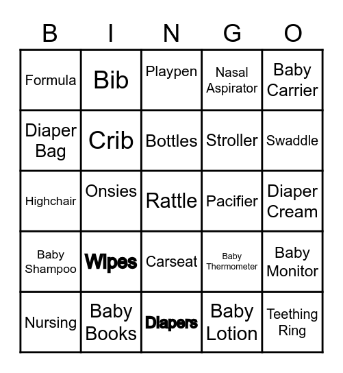 Baby Bingo Card