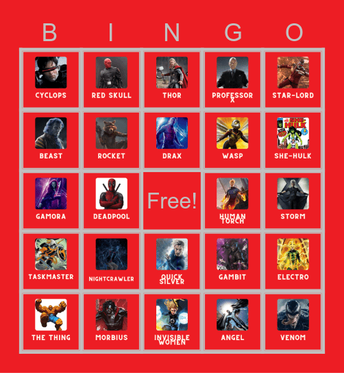 MARVEL Bingo Card