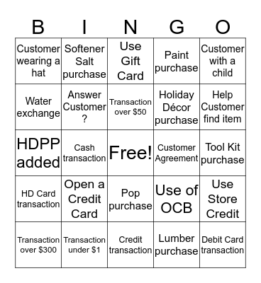 CASHIER APPRECIATION MONTH Bingo Card