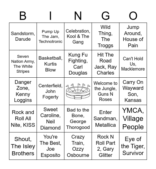 Stadium Songs Bingo Card