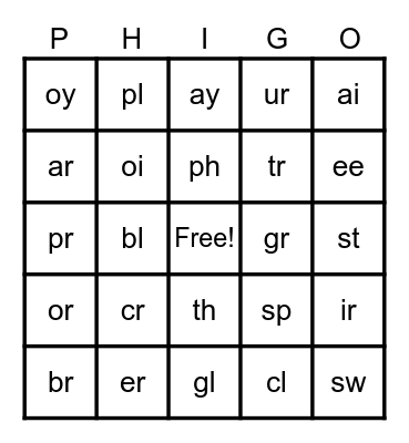 Phonics Bingo! Bingo Card