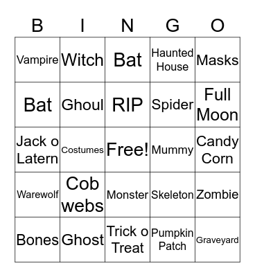 Halloween Bingo Card