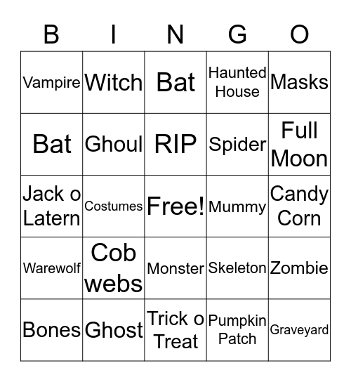 Halloween Bingo Card