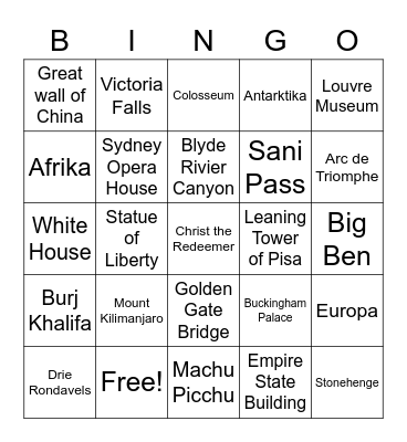 Geografie Bingo Card