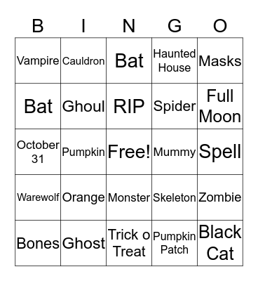 Halloween Bingo Card