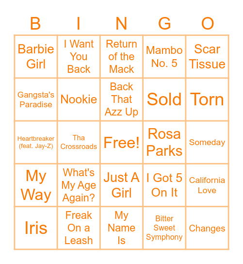 Party Like It's 1995-'99 Bingo Card