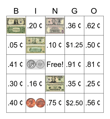 Money Maht Bingo Card