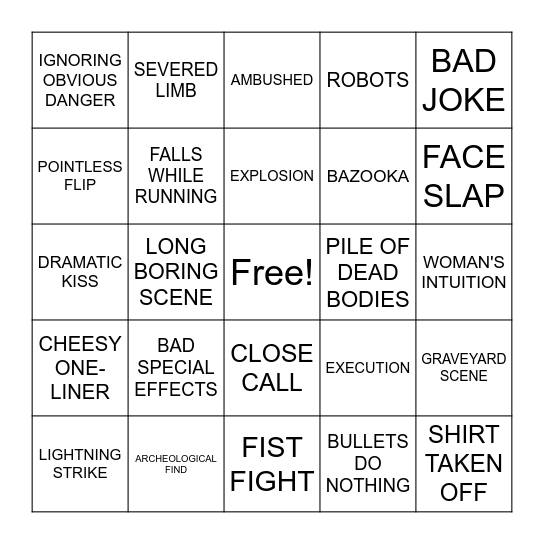 BINGOFLIX! Eegah! (1962) Bingo Card