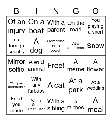 Camera Roll Bingo Card