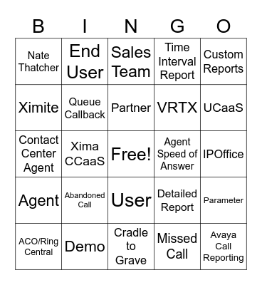 XIMA BINGO Card