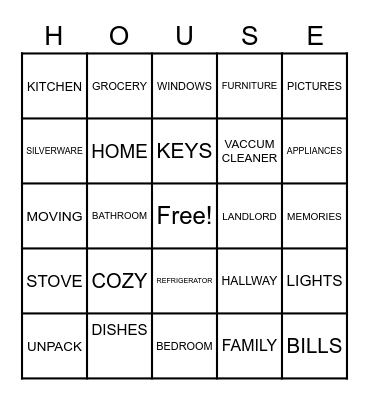 H O U S E Bingo Card