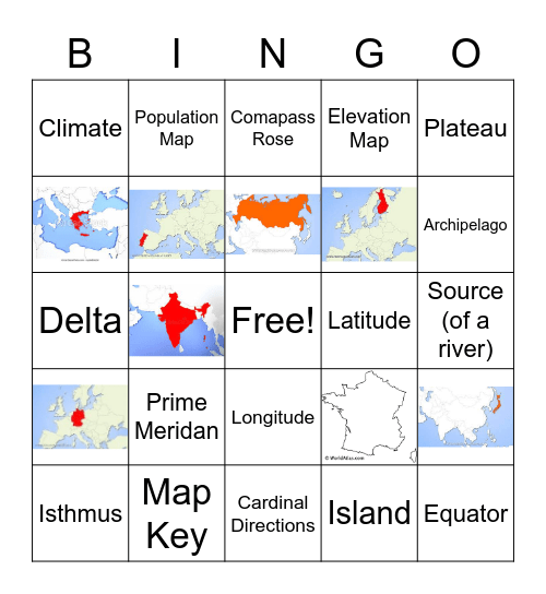 Geography Wars Bingo Card