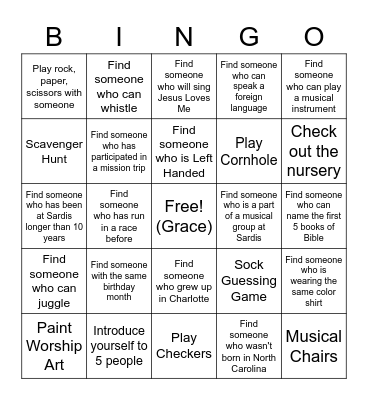 Fall Kick Off Bingo Card