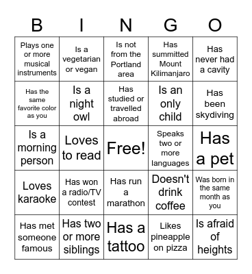 Psychiatry Bingo Card