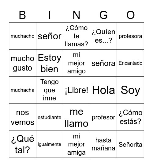 Exprésate 1.1 Bingo Card