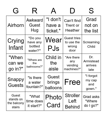 Graduation Bingo FA22 Bingo Card