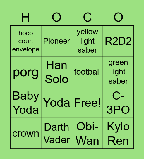 Star Wars Bingo Card