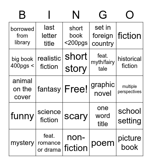 Teens Read Bingo Card