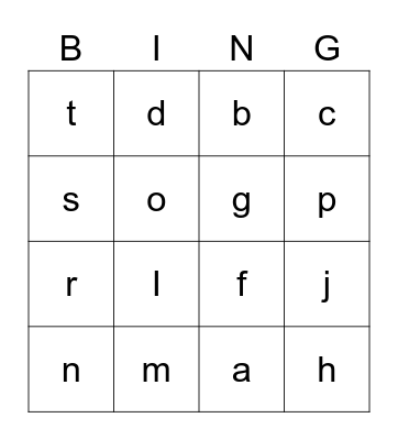 Alphabet Bingo Card