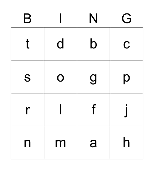 Alphabet Bingo Card