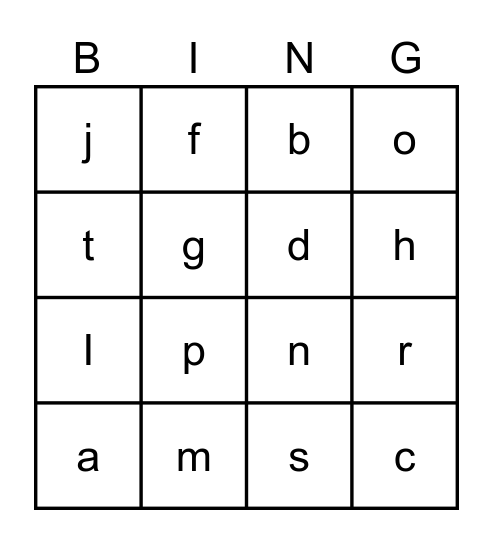 First Grade Bingo Card