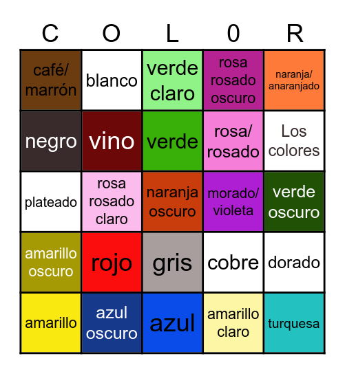 Los Colores Bingo Card