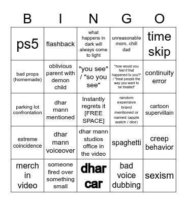 Dhar Mann Bingo v3 Bingo Card