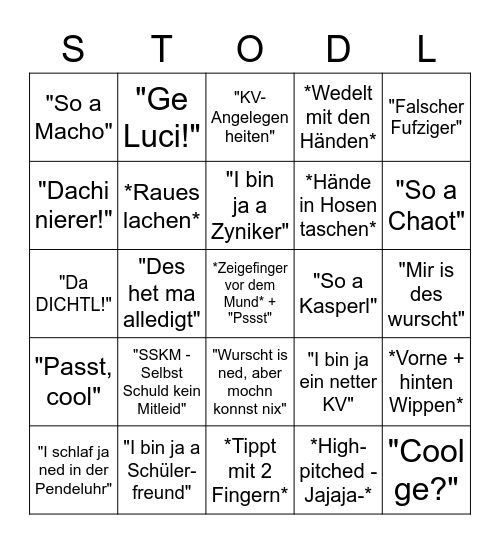 Strodl Bingo Card