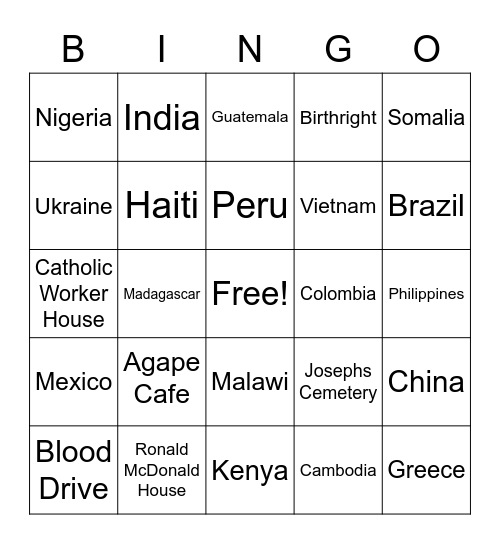 Social Action Bingo! Bingo Card