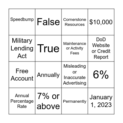 Compliance Bingo Card