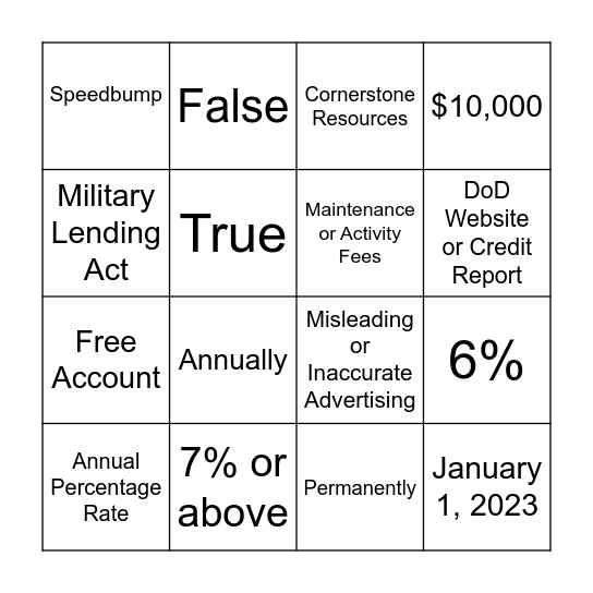 Compliance Bingo Card