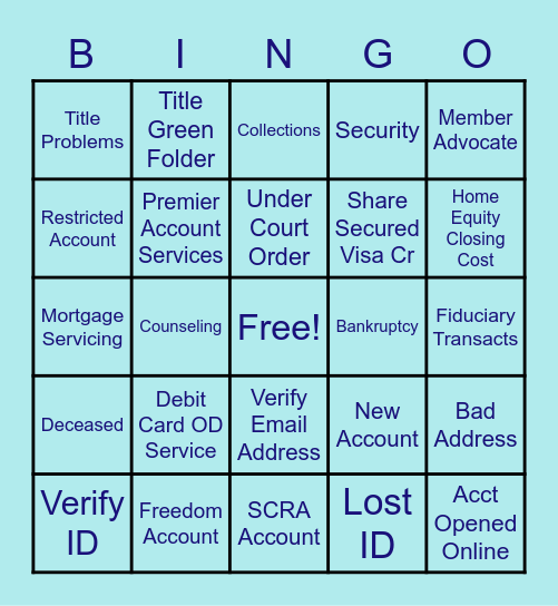 Alerts & Info Codes BINGO Card