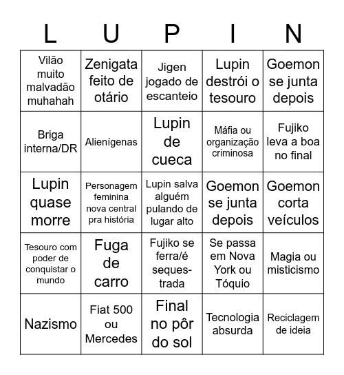 LUPIN BINGO Card