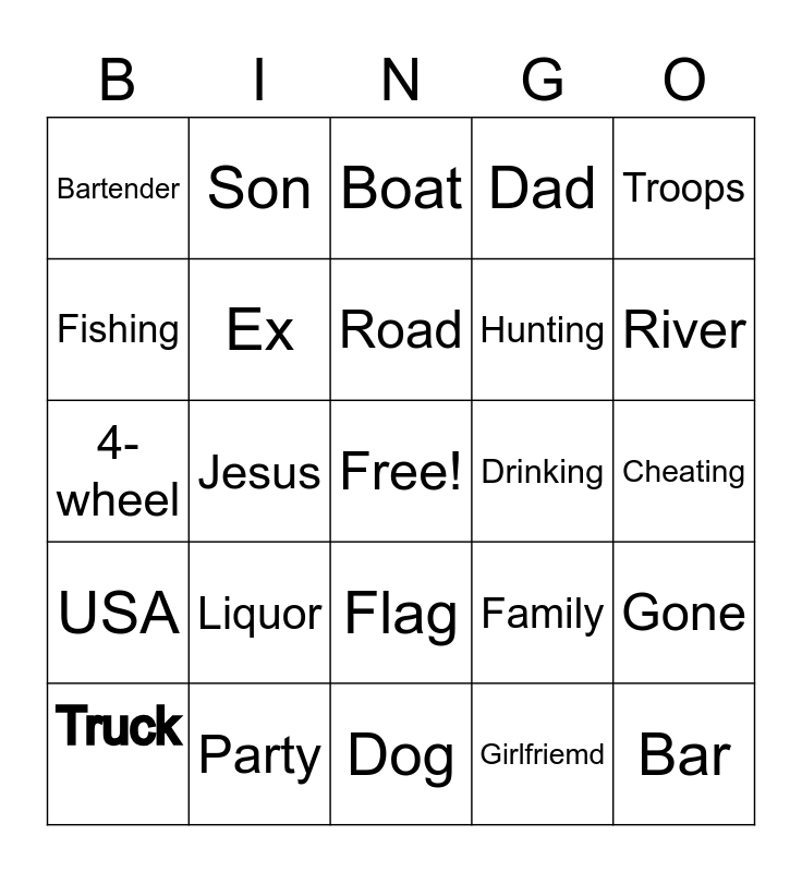 country-song-t-bingo-card