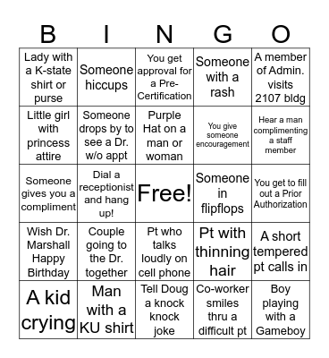 Barnacle Bingo Card