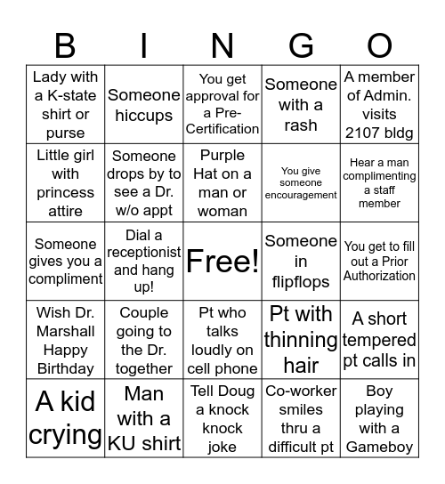 Barnacle Bingo Card