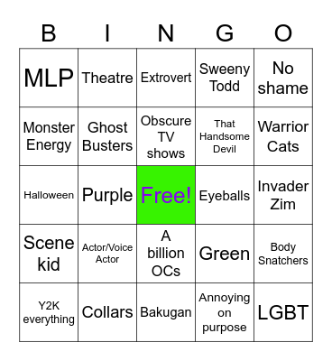 Unicornboy-core Bingo Card