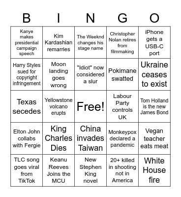 2023 Bingo Card